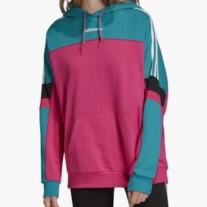 BNWT Adidas BF Hoodie Teal, Pink and white Size L